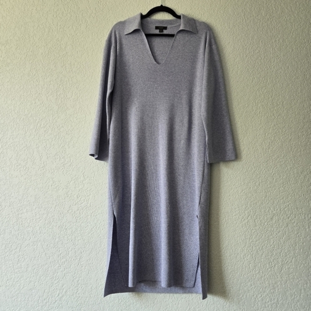 J.Crew Merino Wool Blend Polo Sweater Dress Heather Purple BG440 Womens S
